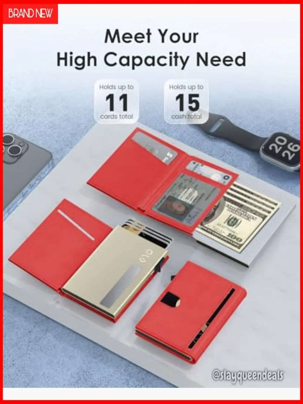 Slim RFID Trifold Wallet for Women, Premium Leather, 9-11 Card Capacity